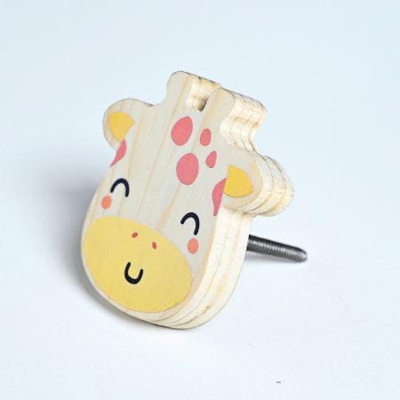 Handmade Pine Wood Giraffe Face Kids Furniture Knob
